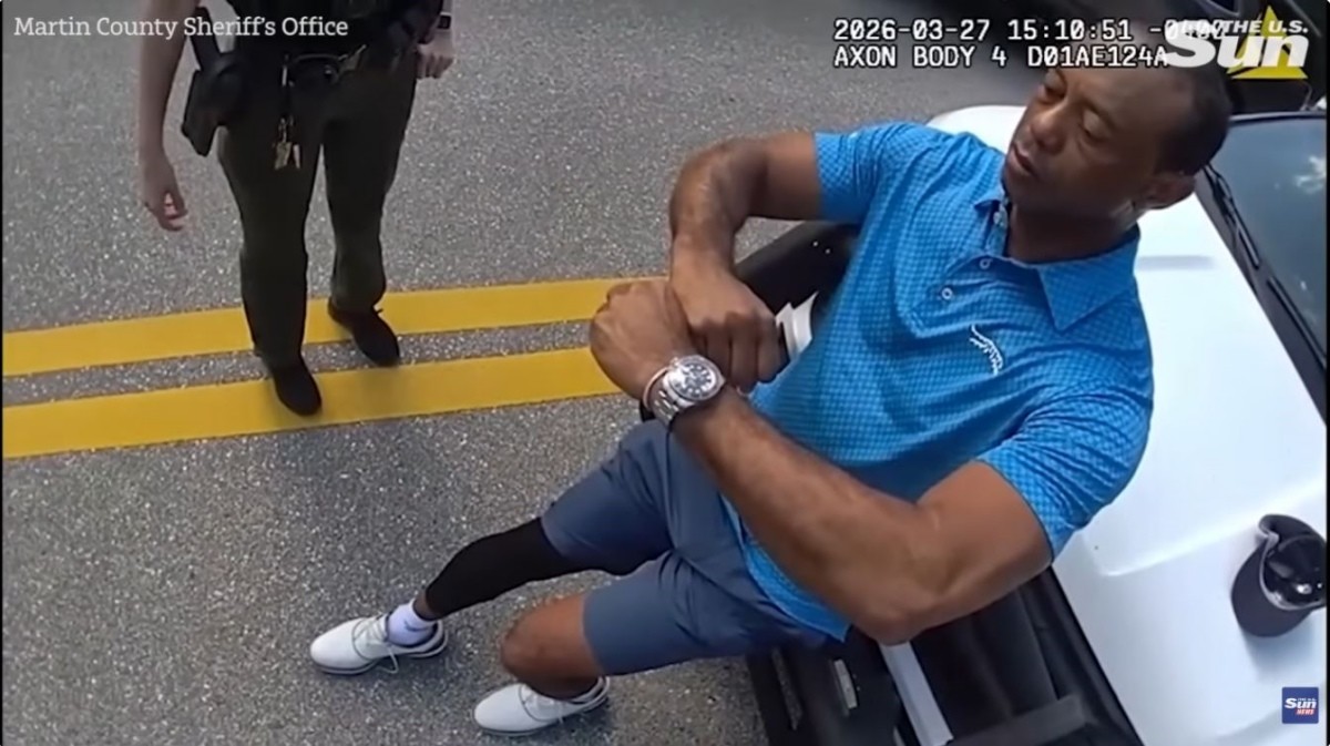 당시 미국 플로리다주 마틴카운티 보안관 사무소가 공개한 경찰관 바디캠 영상. 타이거 우즈가 상황을 설명하고 있다. / 유튜브 'he US Sun News 및 US Sun Sport'