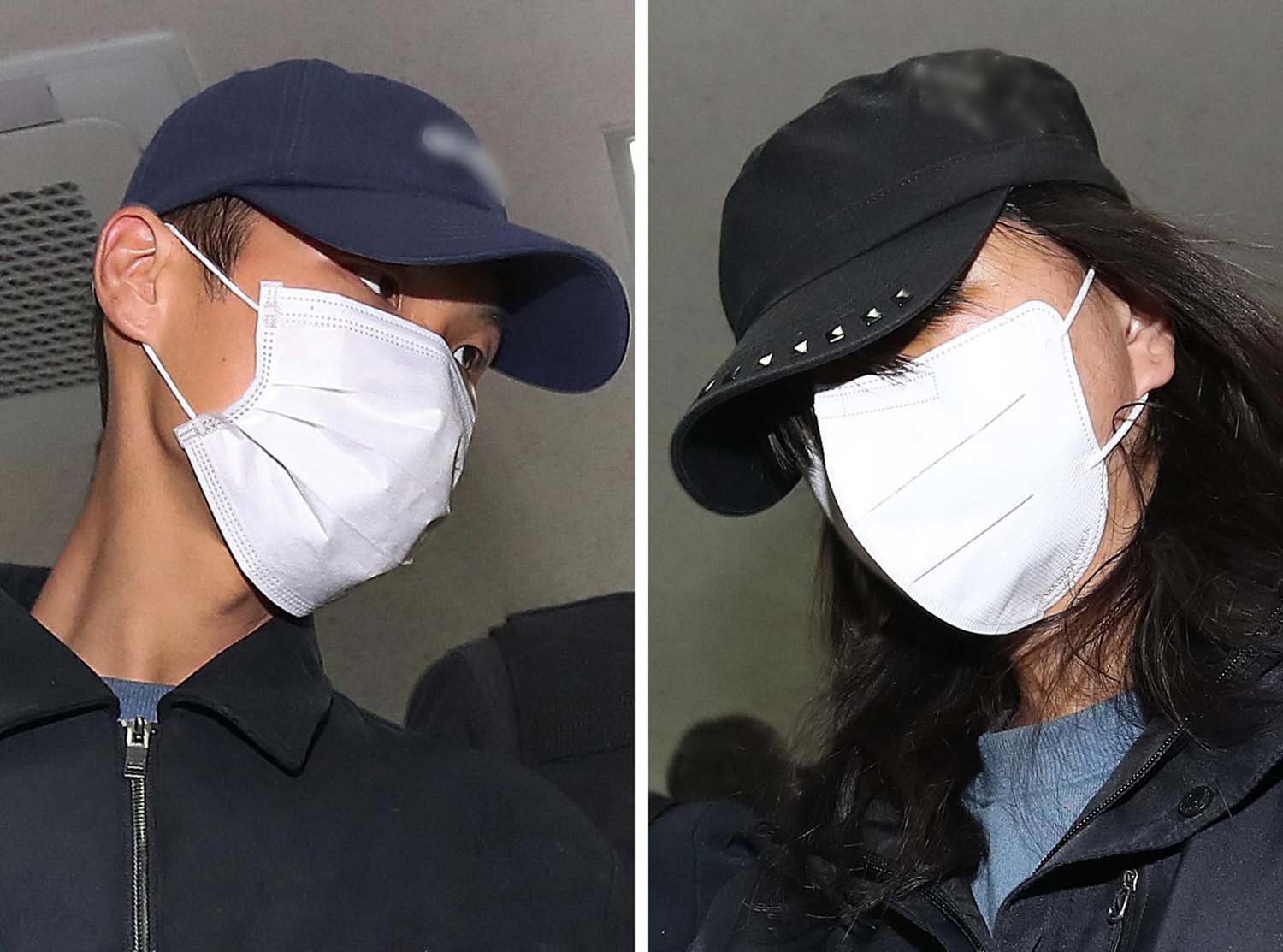 50대 장모를 살해하고 여행용 가방(캐리어)에 담아 대구 북구 신천 잠수교 인근에 버린 혐의(존속살해 등)를 받는 20대 사위(왼쪽)와 시체유기 등 범행에 가담한 20대 딸이 2일 오전 구속 전 피의자 심문(영장실질심사)을 받기 위해 대구지방법원에 도착하고 있다. / 뉴스1