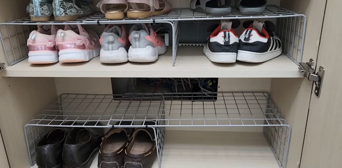 네트망 구부려서 신발장에 활용하는 꿀팁. / 유튜브 '살림여정 Salrim Journey '