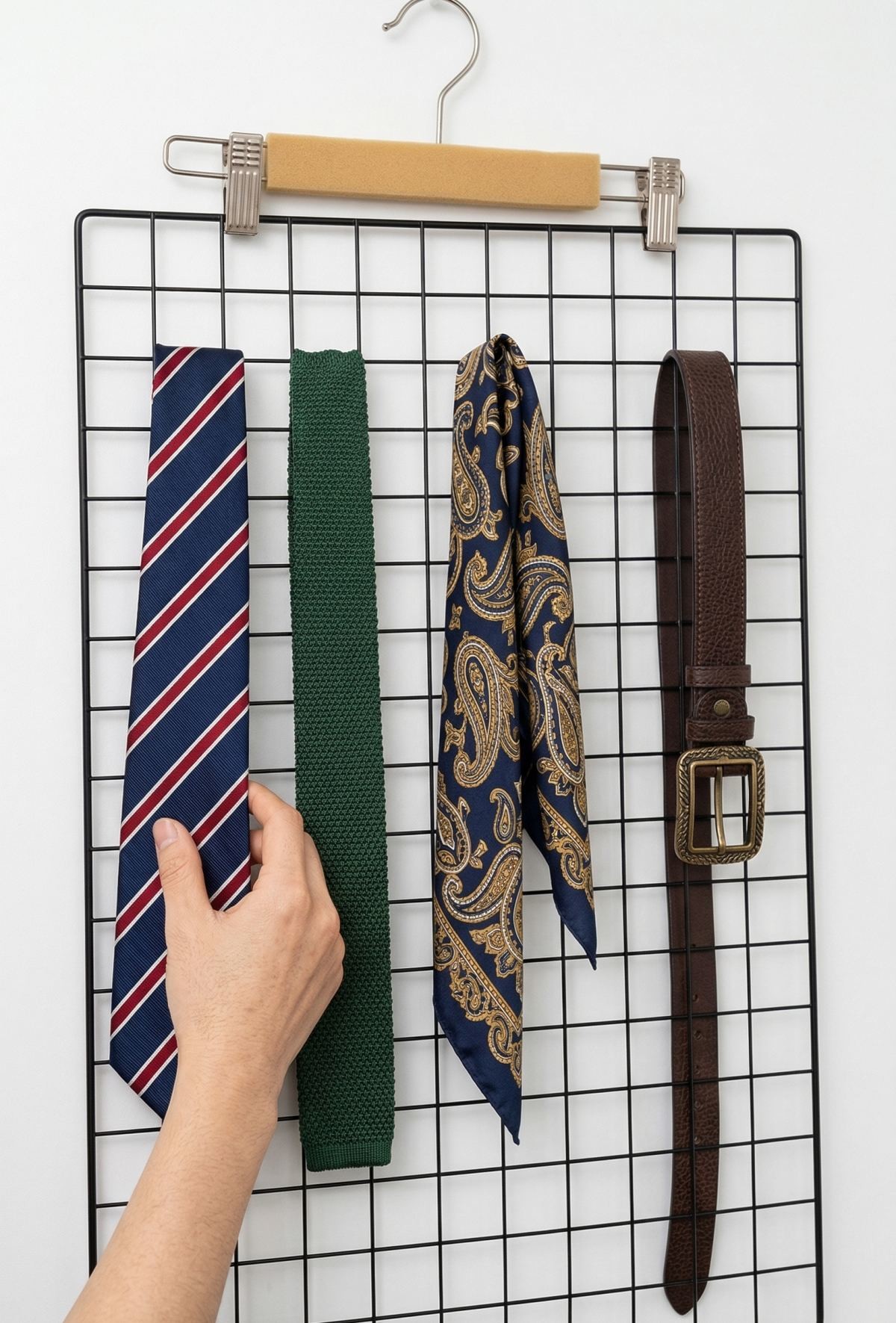 네트망 구부려서 옷장 정리까지 깔끔하게 끝내는 꿀팁. 기사 내용 토대로 AI툴 활용해 제작한 자료사진.