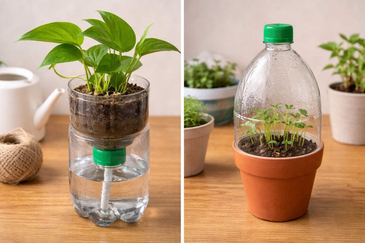 플라스틱 병을 활용한 모습 / 기사 내용을 바탕으로 제작한 AI 이미지