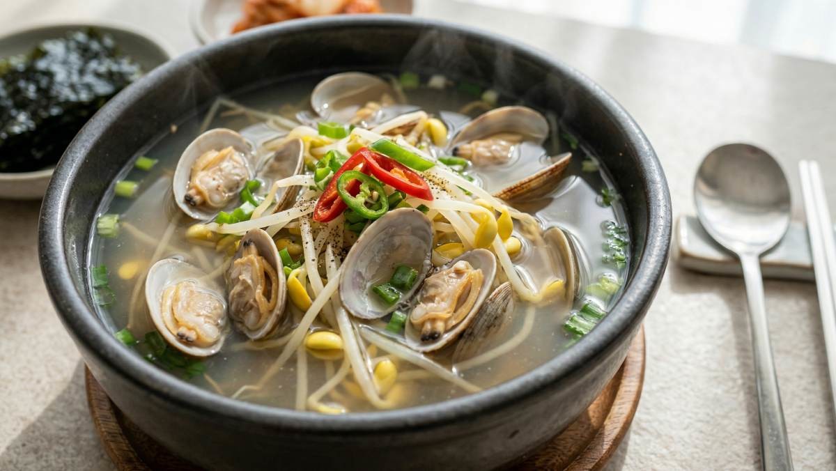 바지락 콩나물 국 자료사진 (기사 이해를 돕기 위해 AI로 생성됌)