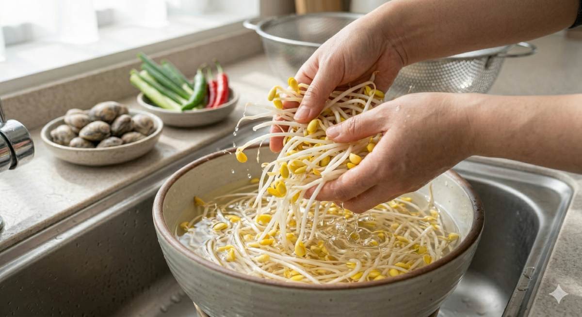 콩나물 씻는 모습 (기사 이해를 돕기 위해 AI로 제작됌)