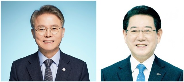 민형배 후보(왼쪽),김영록 후보