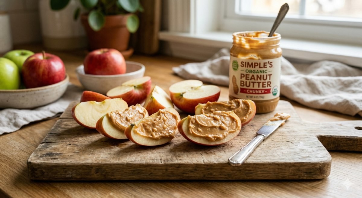 사과에 땅콩 버터를 바른 모습 (기사 이해를 돕기 위해 AI로 제작)