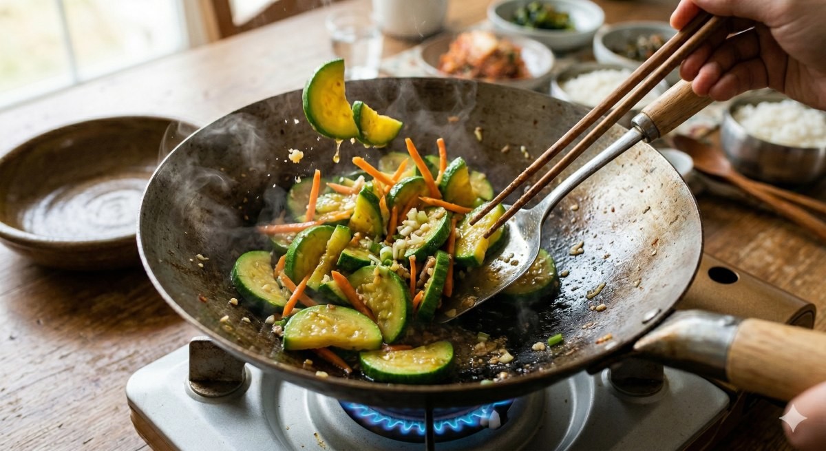 애호박을 볶는 모습 (기사 이해를 돕기 위해 AI로 제작된 이미지)