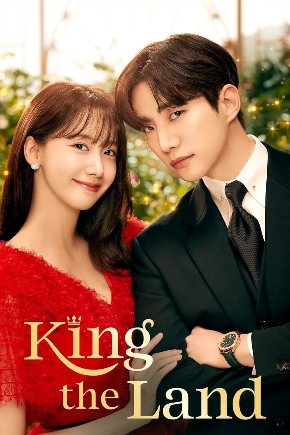 Lee Junho and Yoona posing together in elegant clothes for JTBC King the Land drama poster / JTBC