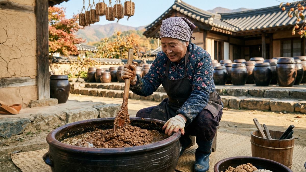 메주로 장을 만드는 사람. AI로 생성한 자료사진. (실제와 차이가 있을 수 있음을 알립니다.)