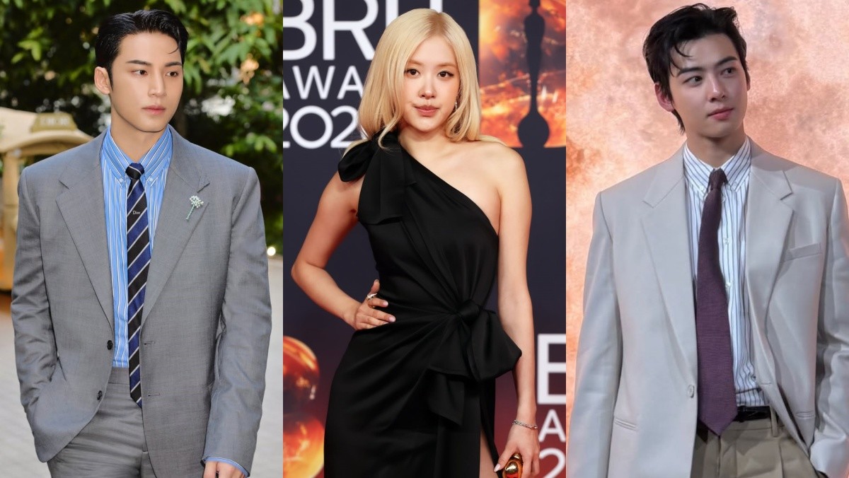 Minkgu for Dior, Rosé and Cha Eun-woo for Yves Saint Laurent / Mingyu, Rosé and Cha Eun-woo official Instagram