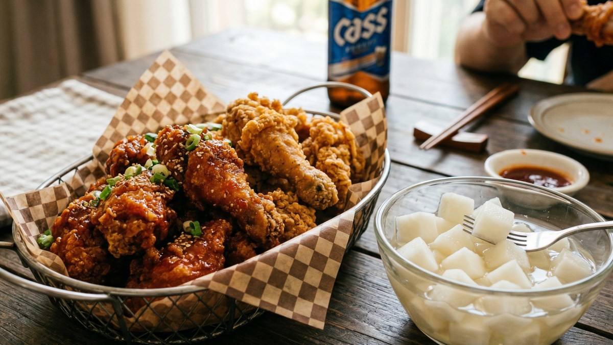 치킨과 치킨무 (기사 이해를 돕기 위해 AI로 제작된 이미지)