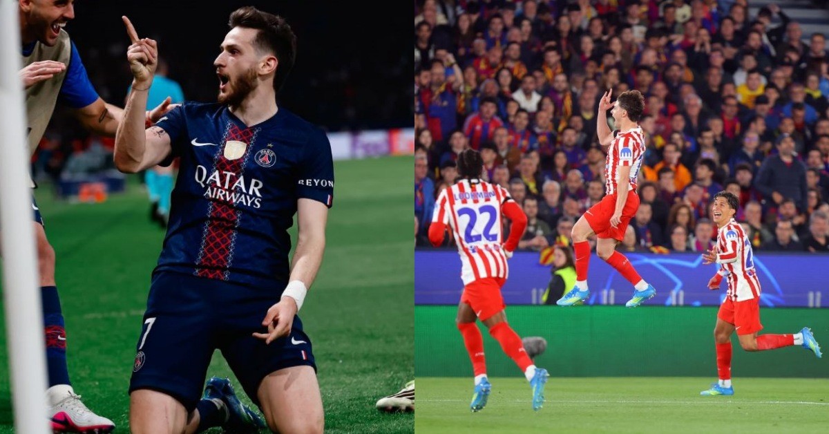 9일 파리 생제르맹(PSG)이 유럽축구연맹(UEFA) 챔피언스리그(UCL) 8강 1차전에서 리버풀(잉글랜드)을 2-0으로 완파했다. 같은 날, FC바르셀로나 대 아틀레티코 마드리드 8강 1차전에서는 원정팀 마드리드가 승리를 챙겼다. / PSG 인스타그램, ATM 인스타그램