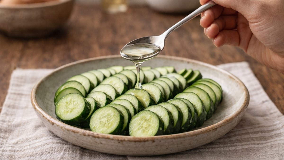 오이에 물엿을 붓는 모습 / 기사 내용을 바탕으로 제작한 AI 이미지