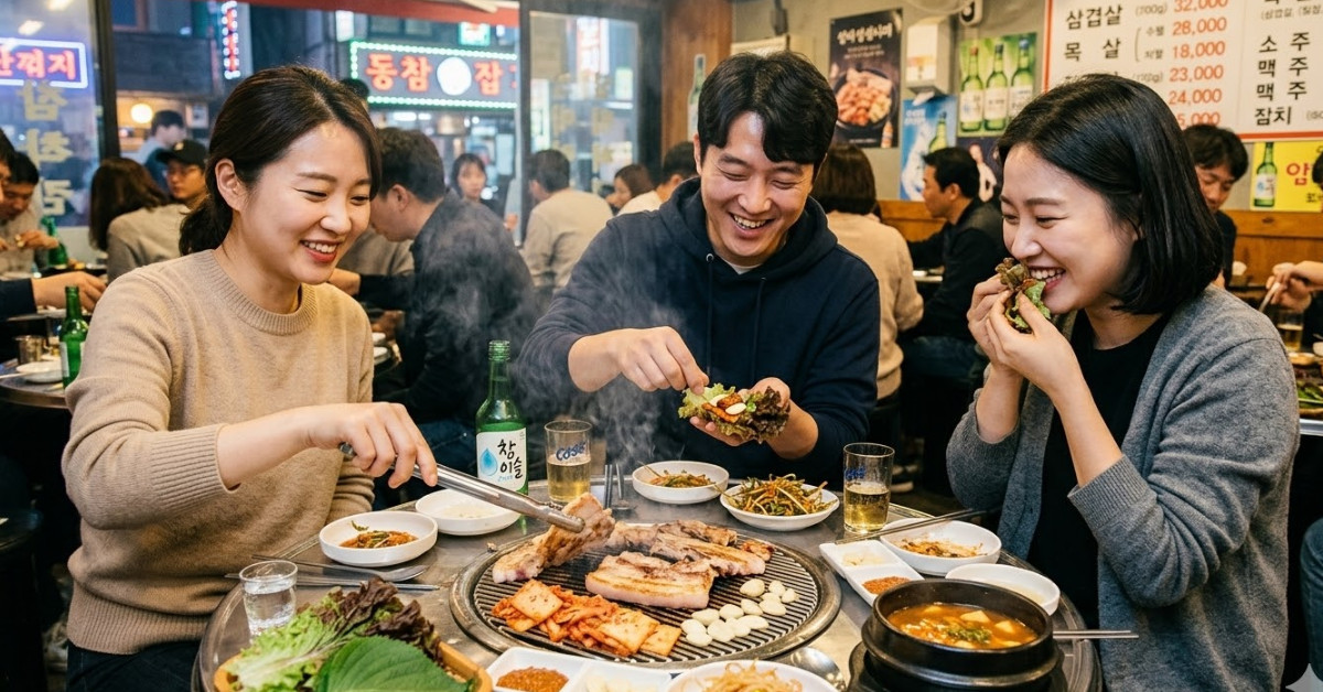 삼겹살 먹는 사람. 단순 자료 사진. 기사 이해를 돕기 위해 AI로 제작한 이미지.