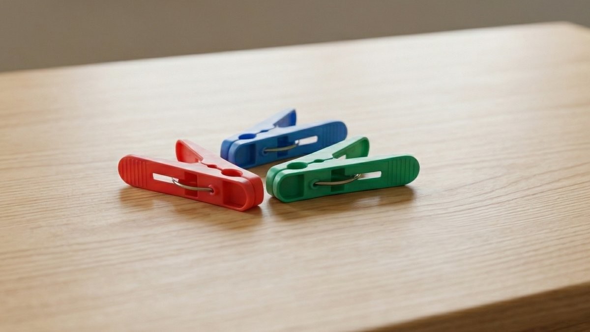 다양한 색의 빨래집게. AI가 생성한 자료사진.