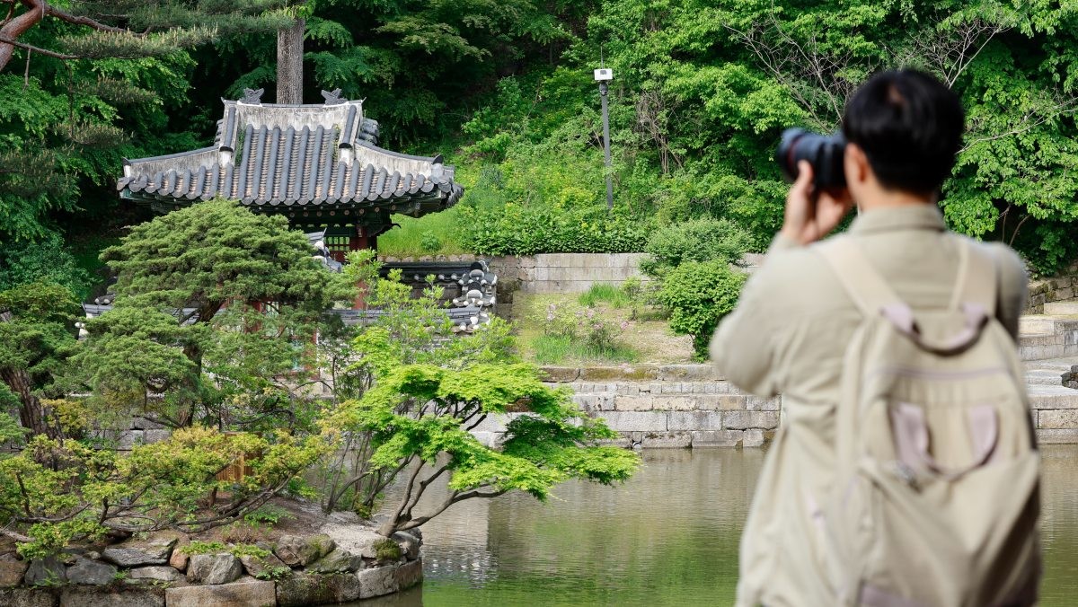 서울 중구 창덕궁에서 열린 2024 봄 궁중문화축전 '아침 궁을 깨우다' 프로그램에 참가한 시민의 모습. / 연합뉴스