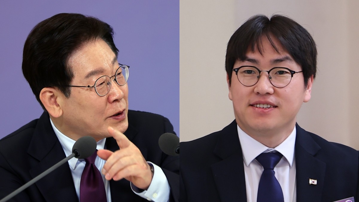 이재명 대통령이 9일 청와대에서 열린 국민경제자문회의 제1차 전체회의에서 발언하고 있다. 오른쪽 사진은 같은 날 회의에 참석한 하정우 AI미래기획수석. / 청와대통신사진기자단·뉴스1