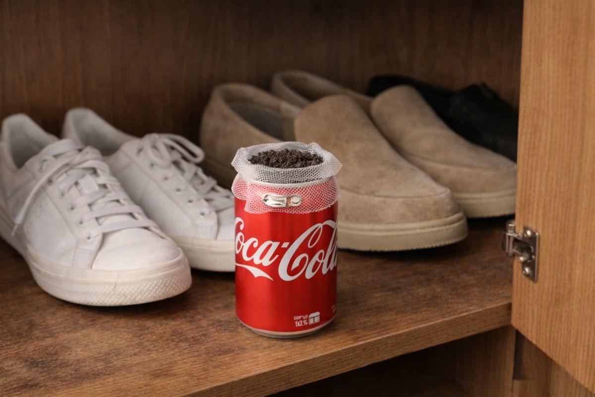 콜라캔을 신발장에 둔 모습 / 기사 내용을 바탕으로 제작한 AI 이미지