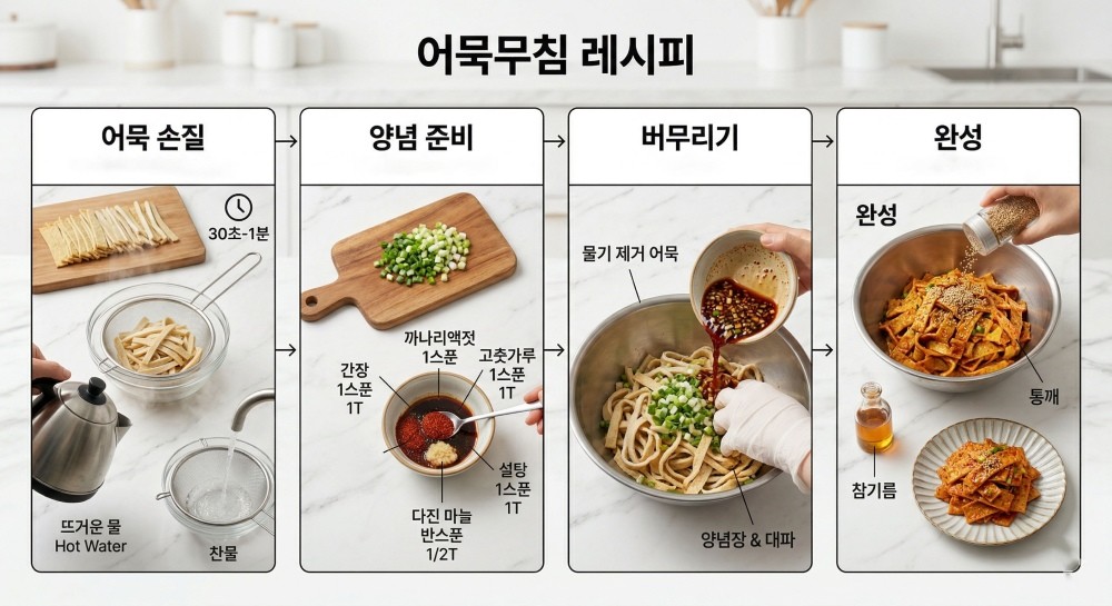 [인포그래픽] 어묵무침 레시피 자료사진. AI툴로 생성됐습니다.