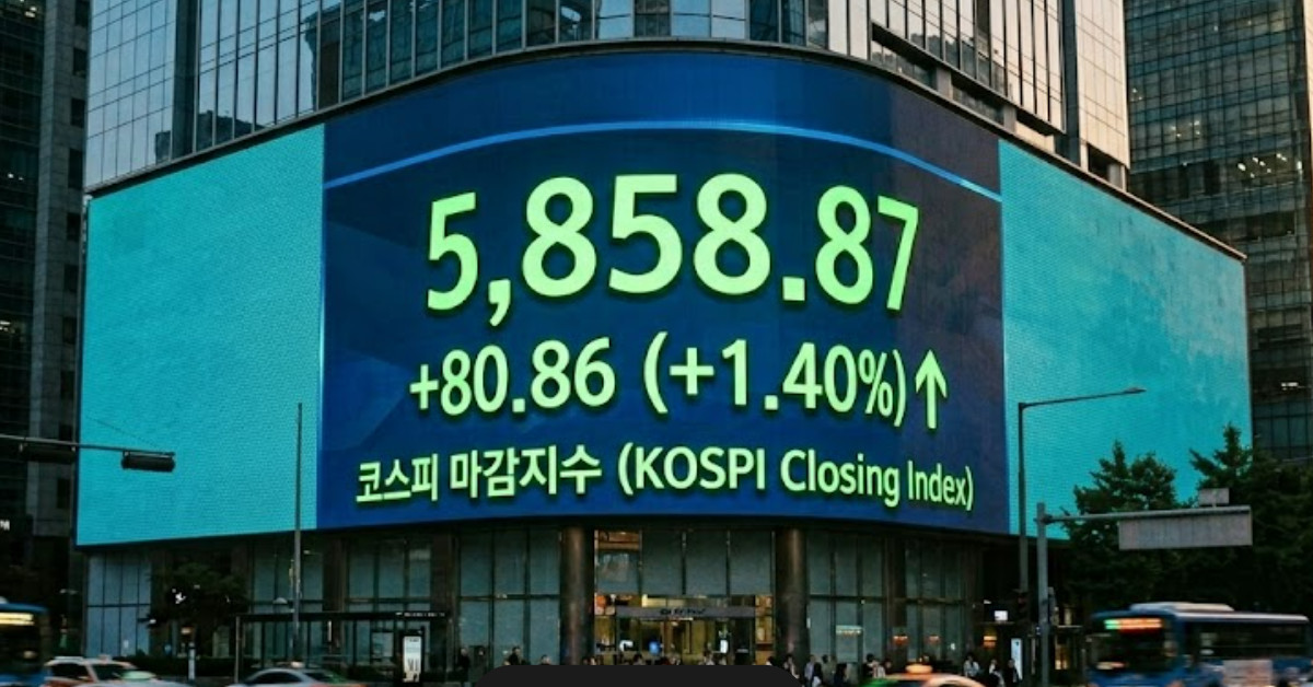 코스피 5858.87 마감…반도체에 넣어둔 비상금이 두 배로 불어났다