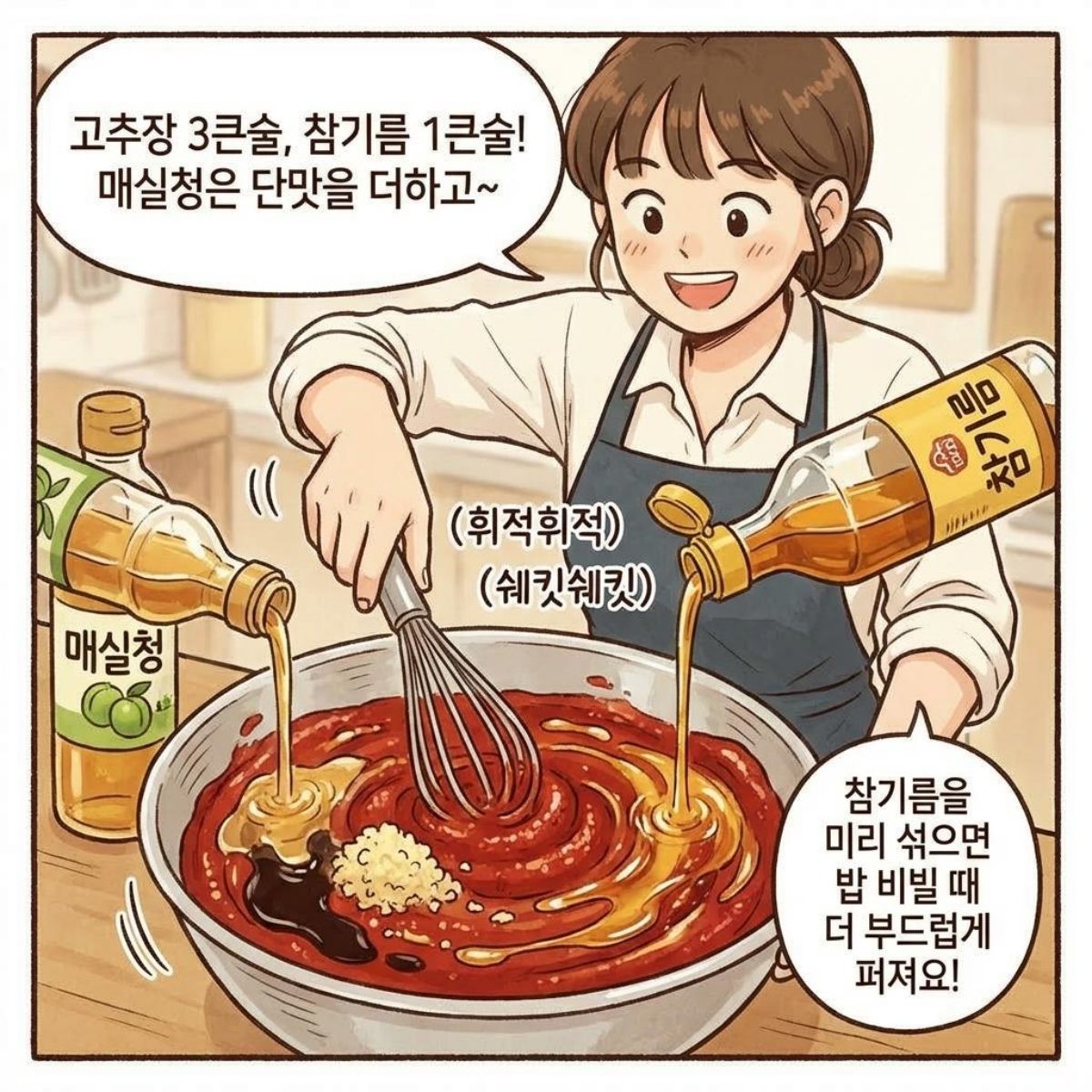[만화] 특제 양념장을 만드는 모습. AI가 생성한 자료사진.