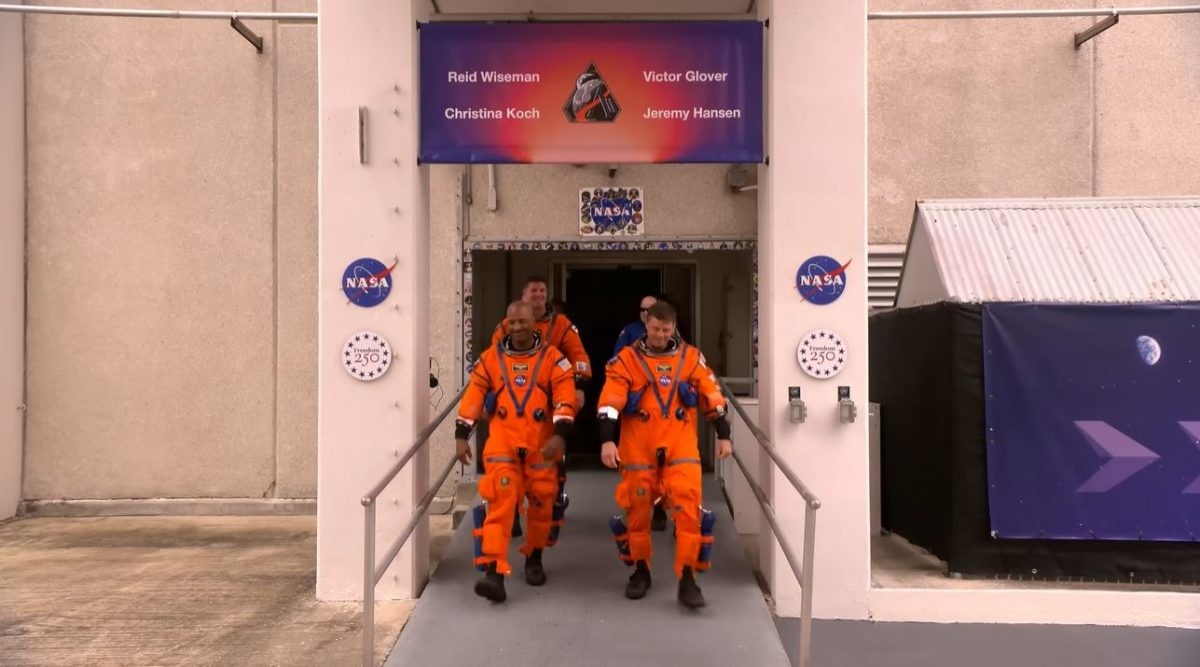 아르테미스 2호에 탑승했던 우주 비행사들의 출발 전 모습. / 유튜브 'NASA'