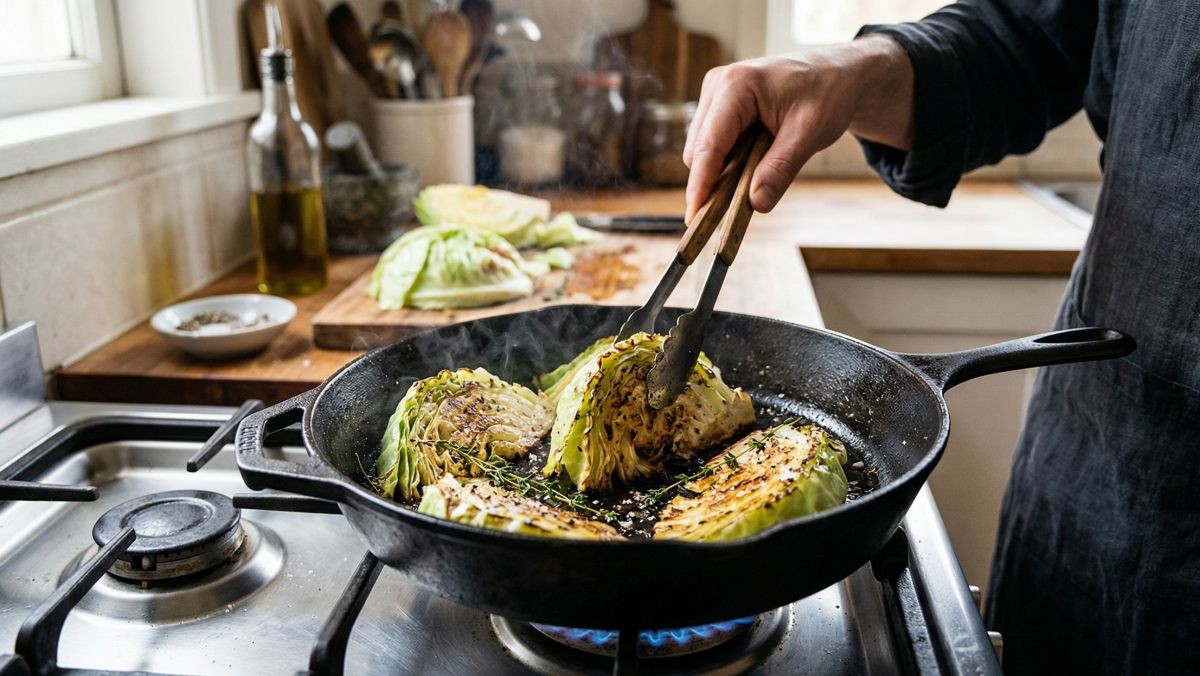 양배추를 굽는 모습 (기사 이해를 돕기 위해 AI로 제작된 이미지)