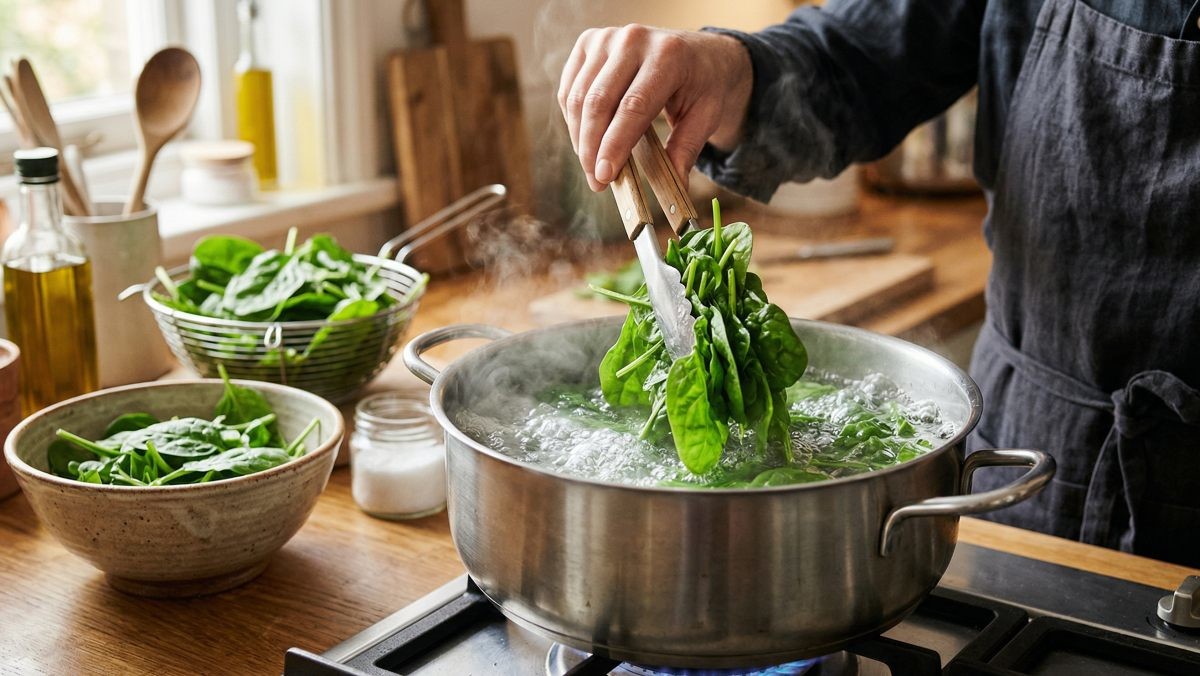 시금치 데치는 모습 (AI로 제작)