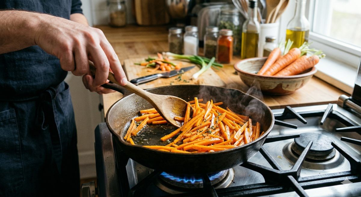 당근 볶는 모습 (AI로 제작)