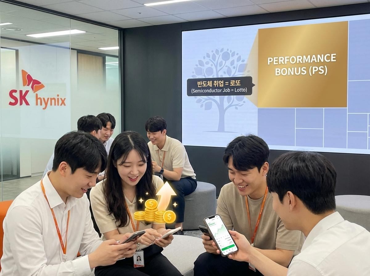 성과급 13억원설까지 나오고 있는 SK하이닉스. 기사 내용 토대로 AI툴 활용해 제작한 자료사진.