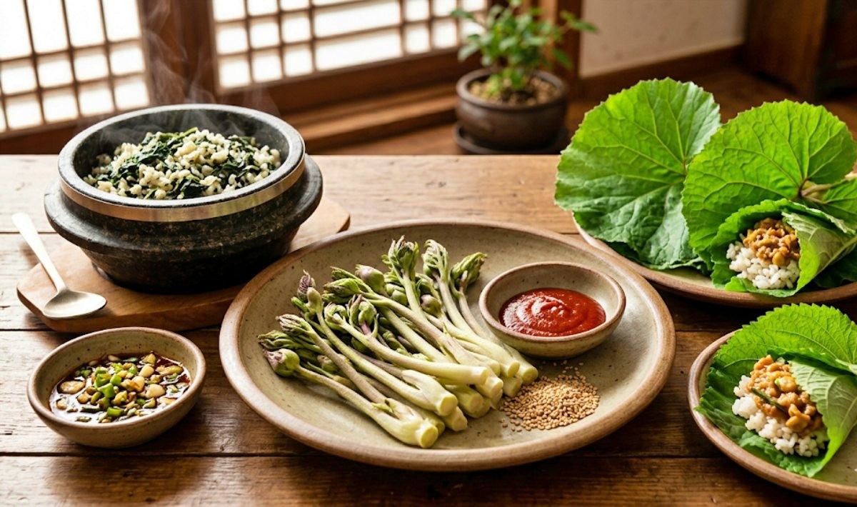 봄나물 요리. 기사 이해를 돕기 위해 AI로 제작한 자료 이미지로, 실제 모습과 다소 차이가 있을 수 있습니다.