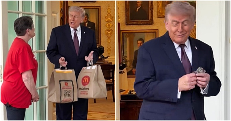 트럼프 대통령, 맥도날드 배달 기사에게 한 말...직접 건넨 팁 '금액' (영상)