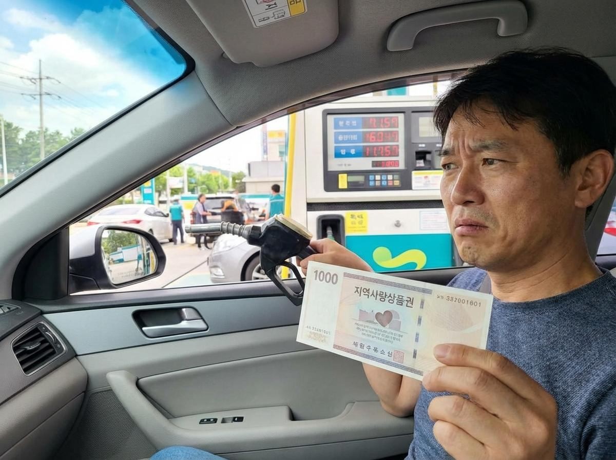 전국 70% 주유소에서는 고유가 피애 지원금 사용 어려울 전망. 기사 내용 토대로 AI툴 활용해 제작한 자료사진.