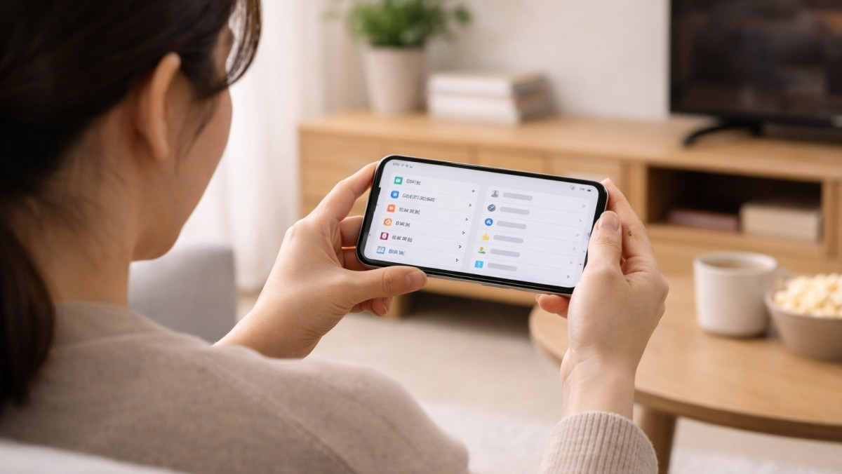 휴대폰 설정을 누른 모습 / 기사 내용을 바탕으로 제작한 AI 이미지