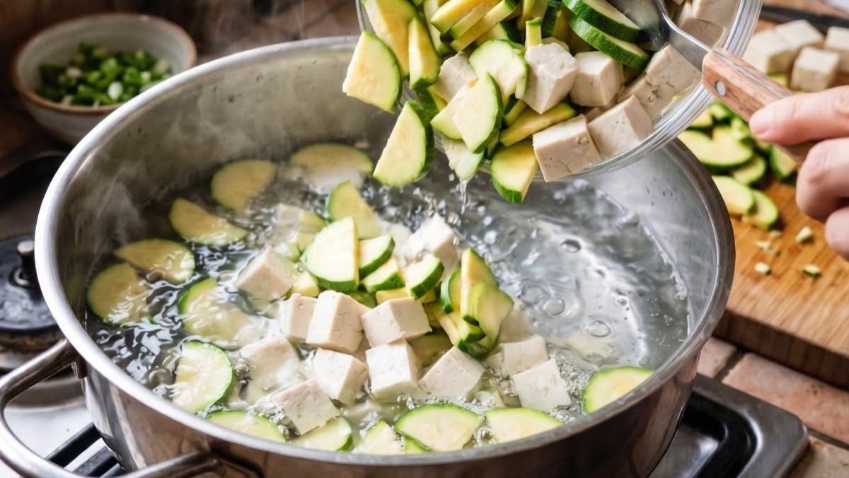 애호박과 두부를 잔뜩 썰어 물에 넣고 끓여보세요…아침부터 속이 다 풀립니다