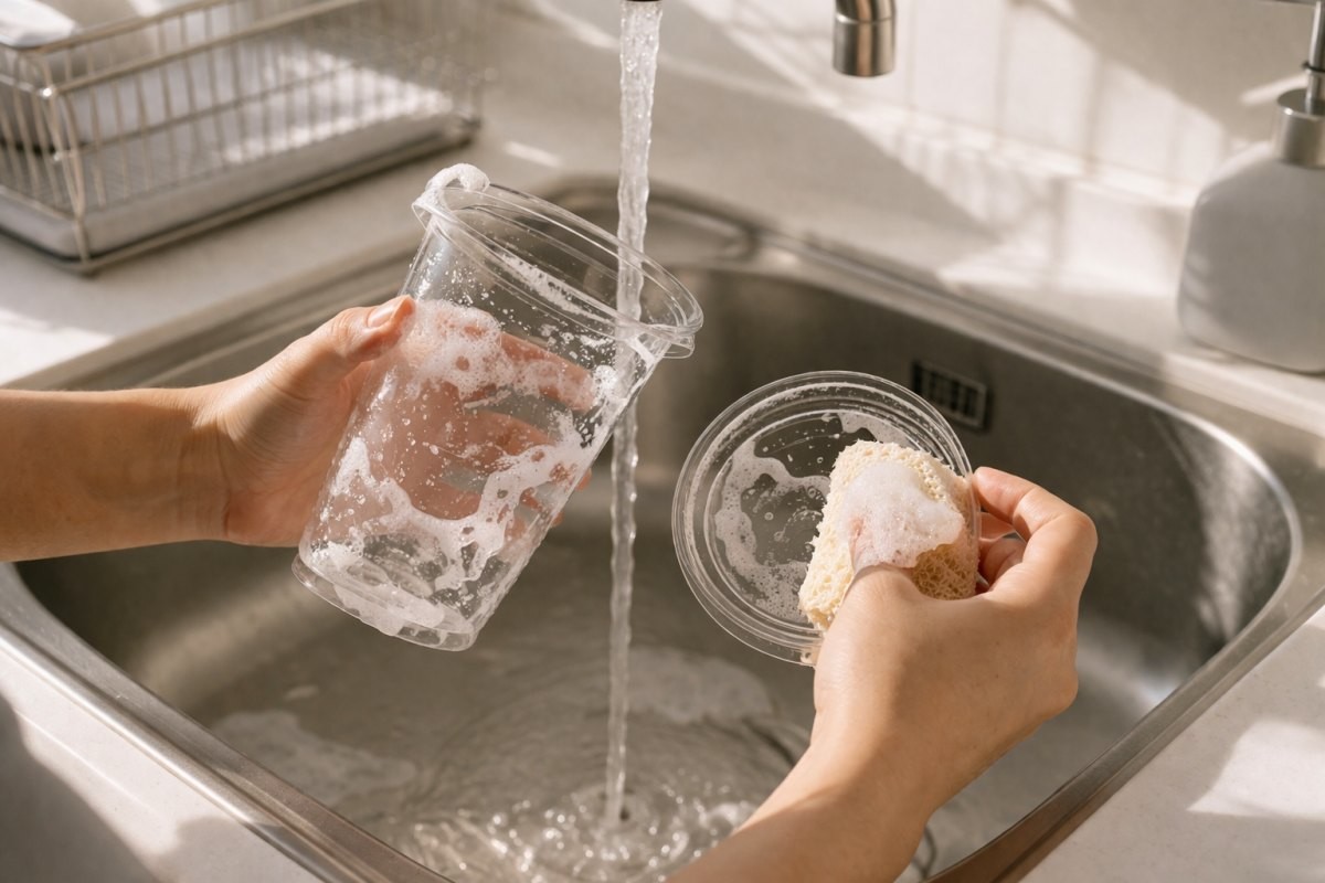 컵을 세척하는 모습 / 기사 내용을 바탕으로 제작한 AI 이미지