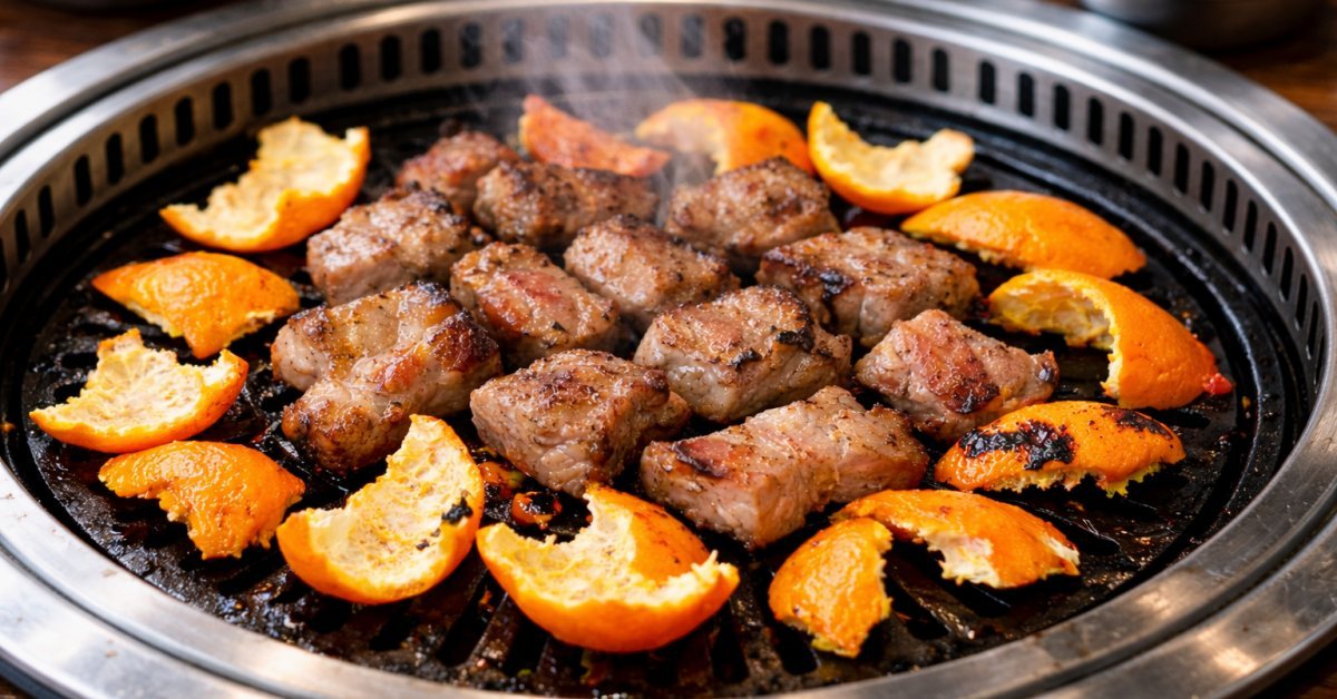 고기 구울때 귤 껍질을 함께 구워보세요…완전 신세계입니다