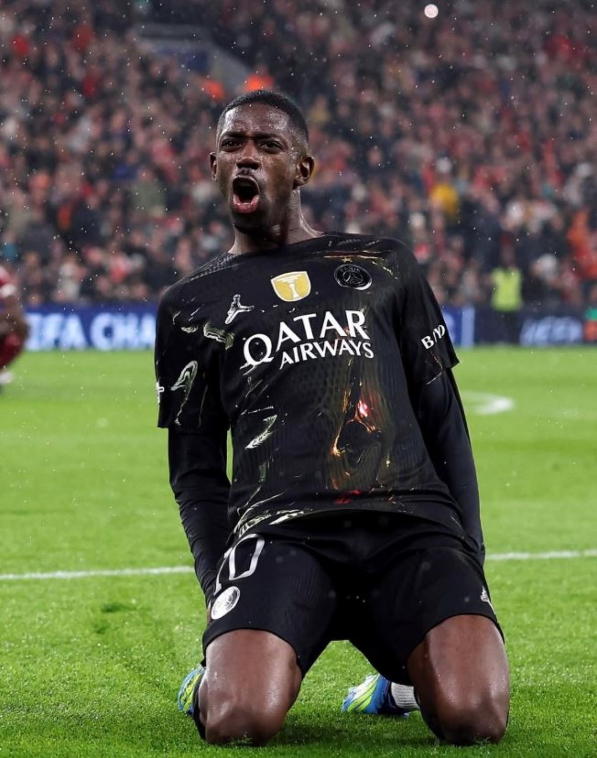 리버풀과의 8강 2차전 원정 경기에서 우스만 뎀벨레(PSG)가 멀티골을 기록했다. / PSG 인스타그램