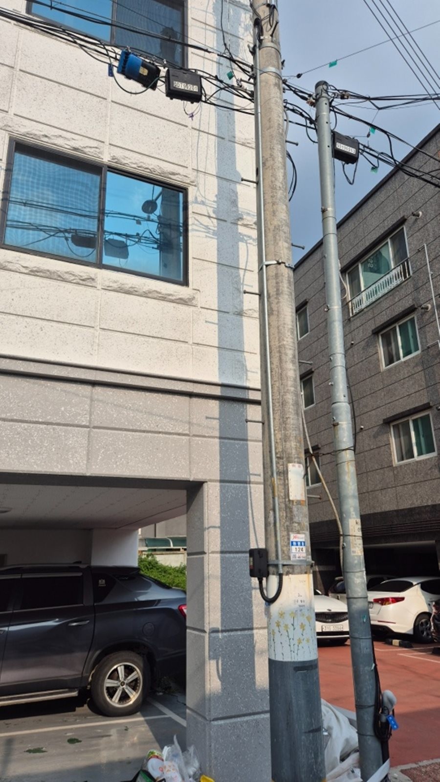 공중케이블 정비 후.