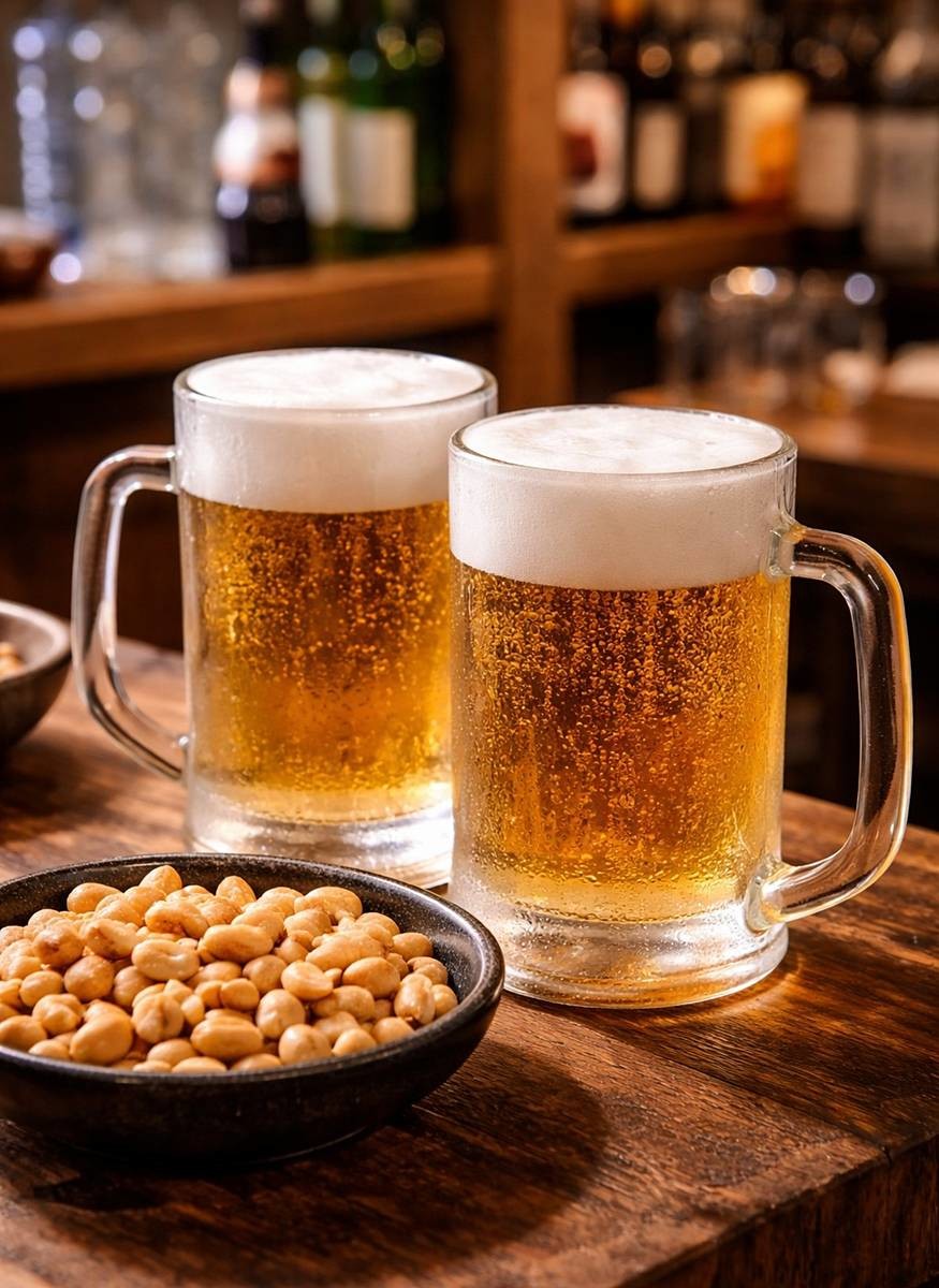 최악의 궁합, 맥주와 땅콩. 기사에 대한 이해를 돕기 위해 AI 툴로 제작한 자료 사진