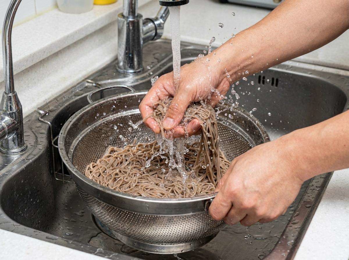 메밀면 찬물에 씻기. 기사 내용 토대로 AI툴 활용해 제작한 자료사진.