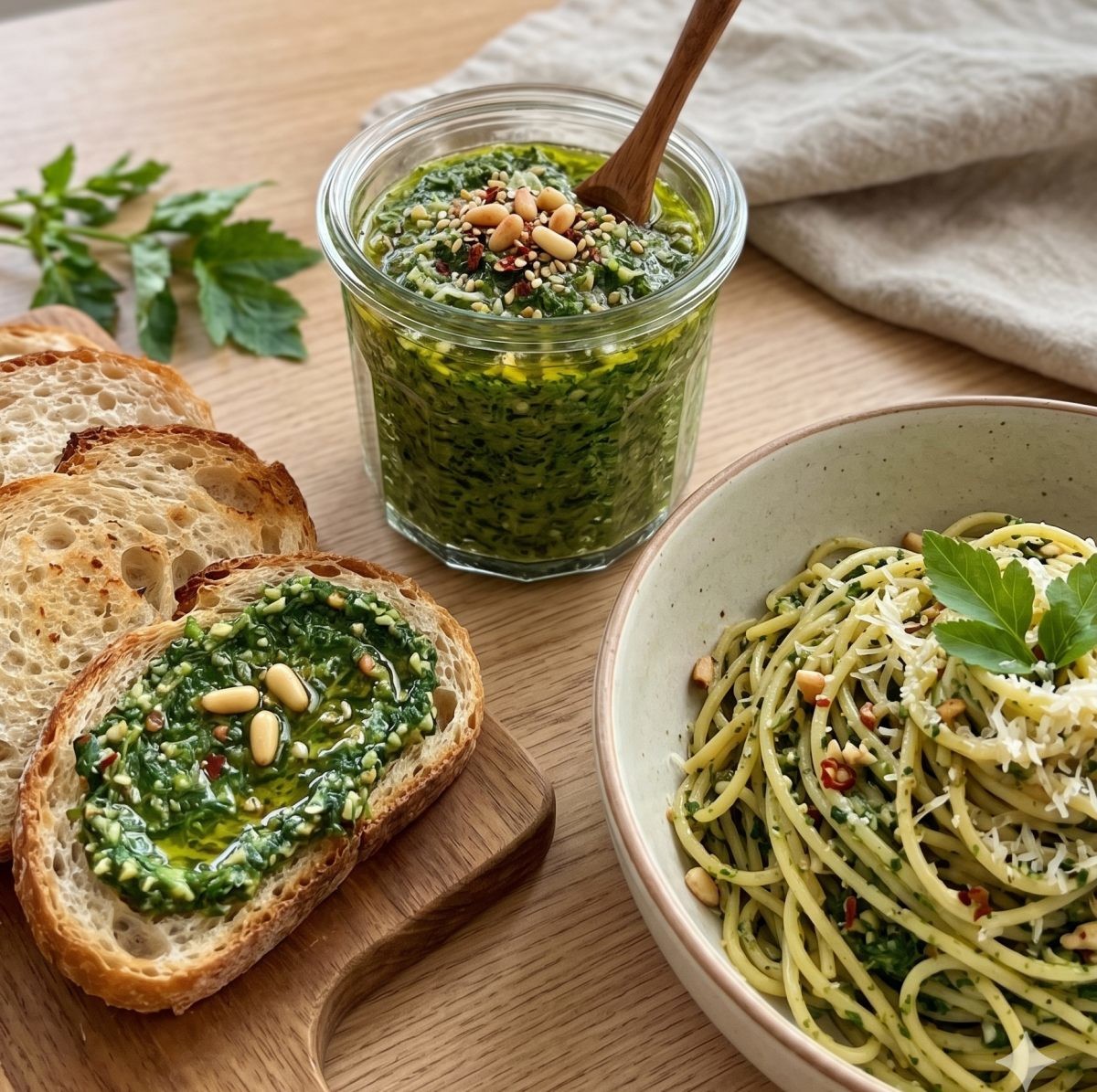 방풍나물로 만든 페스토 (AI로 제작)