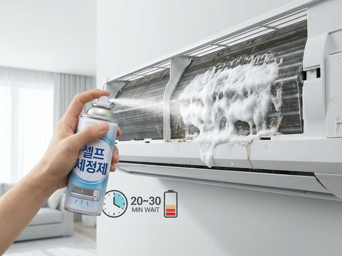 에어컨 셀프세정제 꿀팁. 기사 내용 토대로 AI툴 활용해 제작한 자료사진.