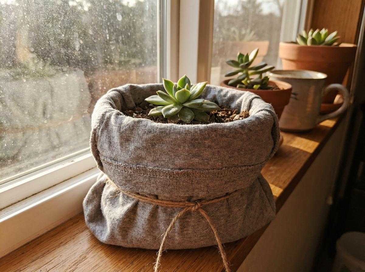 낡은 티셔츠 활용해 패브릭 화분 만들기. 기사 내용 토대로 AI툴 활용해 제작한 자료사진.