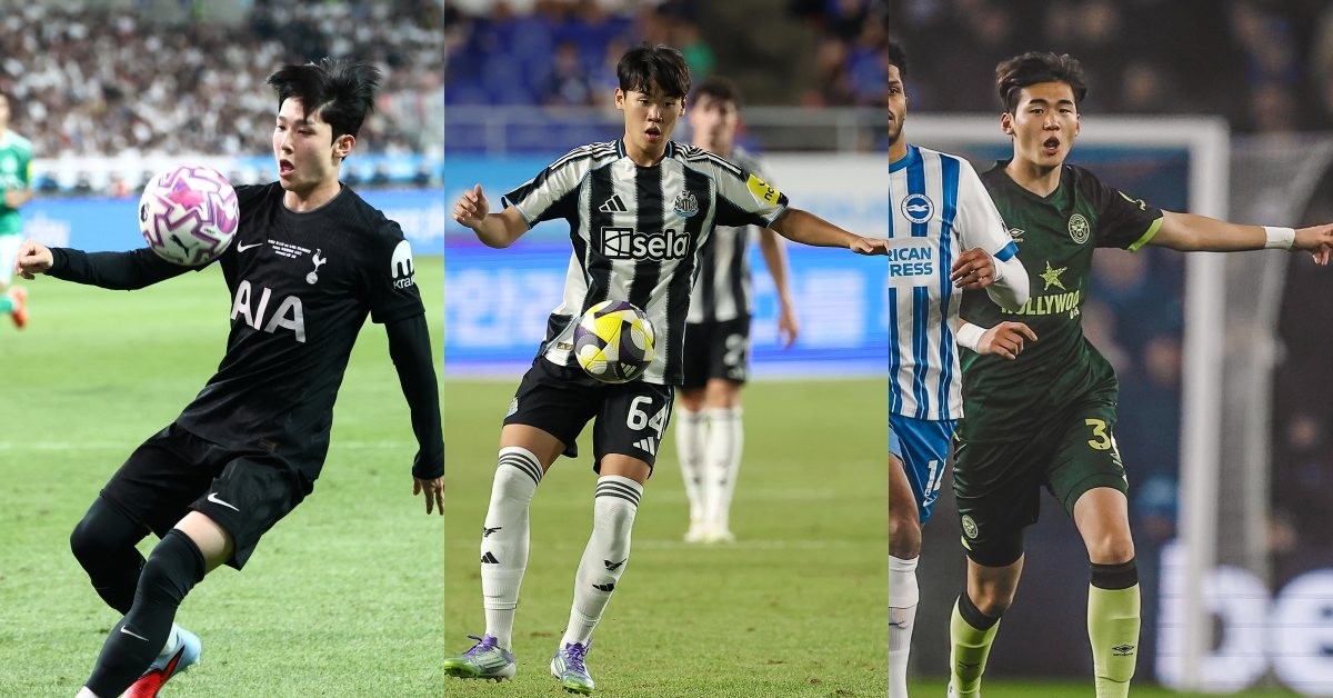 왼쪽부터 양민혁(원소속팀 토트넘, 코번트리·임대), 박승수(뉴캐슬 U-21), 김지수(원소속팀 브랜트포드, 카이저슬라우테른·임대)  / 뉴스1