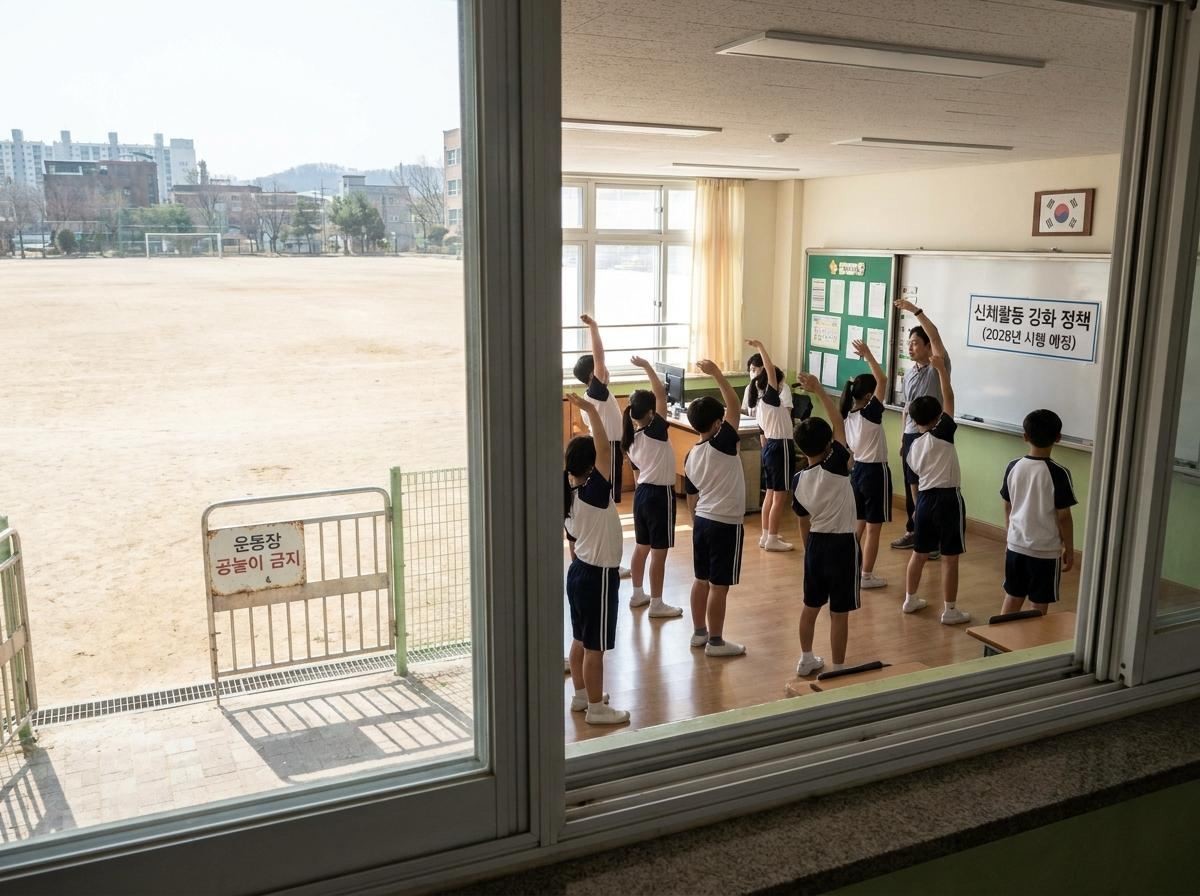 교육부 방침과 반대로 펼쳐지고 있는 한국 교육 현실. 기사 내용 토대로 AI툴 활용해 제작한 자료사진.