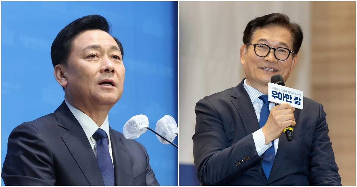 이광재 전 더불어민주당 의원(왼쪽)과 송영길 전 민주당 대표. / 뉴스1