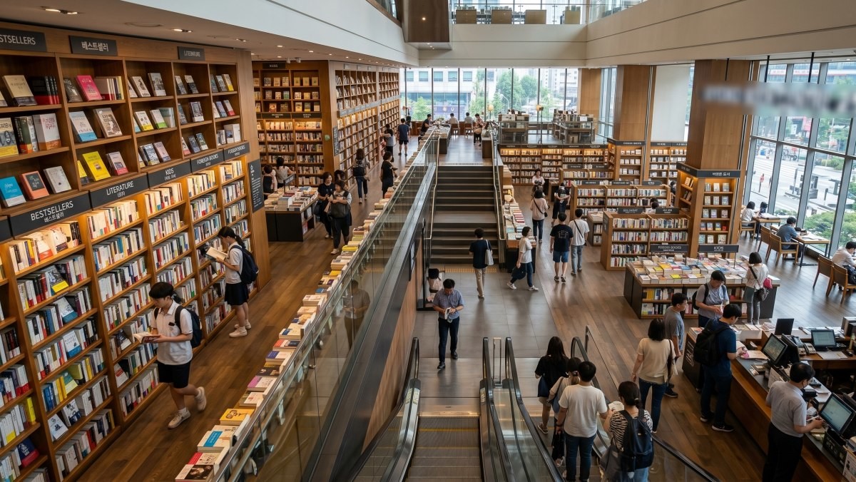 AI가 생성한 서점 자료사진. 21일 예스24에 따르면 1020세대의 소설·시·희곡 분야 도서 구매량은 최근 3년 연속 상승세를 기록했다.