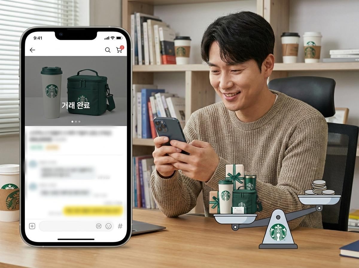 중고 시장에서도 인기인 스타벅스 굿즈들. 기사 내용 토대로 AI툴 활용해 제작한 자료사진.