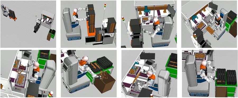 대구시가 국내 최초로 지역 기업의 실제 제조 현장에서 ‘이동형 양팔 로봇’ 실증에 본격 착수한다. 사진은 이동형 양팔 공정 시뮬레이션 모습    / 대구시 제공