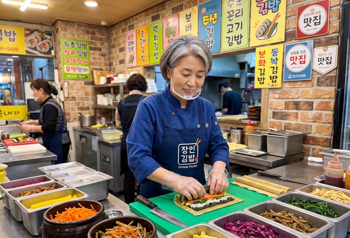 '김밥집 맛 나게 김밥 만드는 방법은…' 기사 내용 토대로 AI툴 활용해 제작한 자료사진.